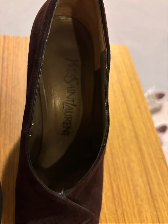 Yves Saint Laurent Deep Brown Suede Heels - Picture 2 of 6